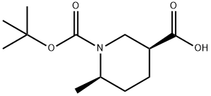 (3S,6R)-1-(tert-butoxycarbonyl)-6-methylpiperidine-3-carboxylic acid Struktur