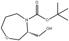 1,4-Oxazepine-4(5H)-carboxylic acid, tetrahydro-3-(hydroxymethyl)-, 1,1-dimethylethyl ester, (3R)- Struktur