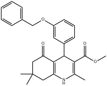 methyl 4-[3-(benzyloxy)phenyl]-2,7,7-trimethyl-5-oxo-1,4,5,6,7,8-hexahydroquinoline-3-carboxylate Struktur