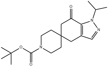 tert-butyl 1-isopropyl-7-oxo-1,4,6,7-tetrahydrospiro[indazole-5,4'-piperidine]-1'-carboxylate Struktur