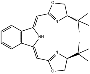 (1Z,3Z)-1,3-Bis[[(4S)-4,5-dihydro-4-(tert-butyl)-2-oxazolyl]methylene]-2,3-dihydro-1H-isoindole Struktur