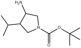 CIS-TERT-BUTYL 3-AMINO-4-ISOPROPYLPYRROLIDINE-1-CARBOXYLATE Struktur