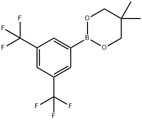 2-[3,5-bis(trifluoromethyl)phenyl]-5,5-dimethyl-1,3,2-dioxaborinane Struktur