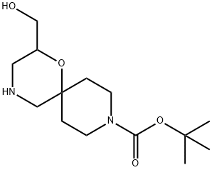 tert-butyl 10-(hydroxymethyl)-11-oxa-3,8-diazaspiro[5.5]undecane-3-carboxylate Struktur