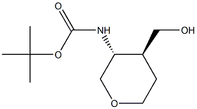 tert-butyl ((3R,4S)-4-(hydroxymethyl)tetrahydro-2H-pyran-3-yl)carbamate Struktur