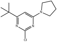 2-chloro-4-(pyrrolidin-1-yl)-6-(tert-butyl)pyrimidine Struktur