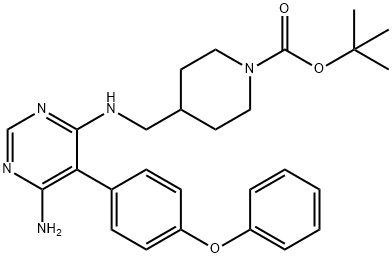 tert-butyl 4-(((6-amino-5-(4-phenoxyphenyl)pyrimidin-4-yl)amino)methyl)piperidine-1-carboxylate Struktur