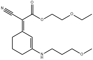 2-ethoxyethyl 2-cyano-2-[(1Z)-3-[(3-methoxypropyl)amino]cyclohex-2-en-1-ylidene]acetate Struktur