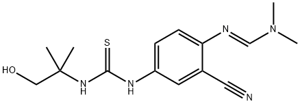 (E)-N'-(2-cyano-4-(3-(1-hydroxy-2-methylpropan-2-yl)thioureido)phenyl)-N,N-dimethylformimidamide Struktur