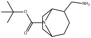 tert-butyl 2-(aminomethyl)-8-azabicyclo[3.2.1]octane-8-carboxylate Struktur