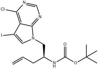 tert-butyl (S)-(1-(4-chloro-5-iodo-7H-pyrrolo[2,3-d]pyrimidin-7-yl)pent-4-en-2-yl)carbamate Struktur