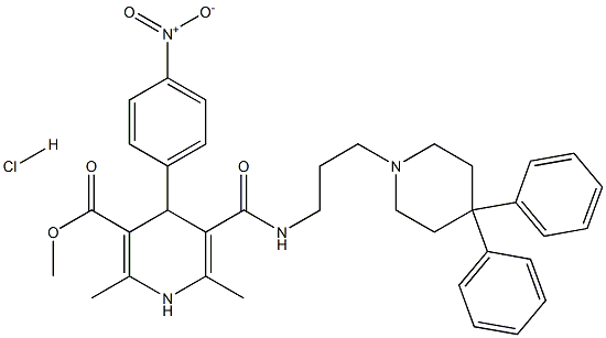 5-[[[3-(4,4-Diphenyl-1-piperidinyl)propyl]amino]carbonyl]-1,4-dihydro-2,6-dimethyl-4-(4-nitrophenyl)-3-pyridinecarboxylic acid methyl ester hydrochloride Struktur