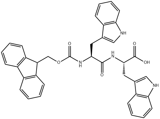 (2S)-2-[[(2S)-2-(9H-fluoren-9-ylmethoxycarbonylamino)-3-(1H-indol-3-yl)propanoyl]amino]-3-(1H-indol-3-yl)propanoic acid Struktur