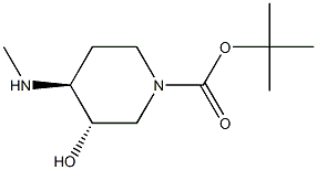 tert-butyl (3S,4S)-3-hydroxy-4-(methylamino)piperidine-1-carboxylate Struktur