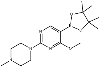 4-methoxy-2-(4-methylpiperazin-1-yl)-5-(4,4,5,5-tetramethyl-1,3,2-dioxaborolan-2-yl)pyrimidine Struktur