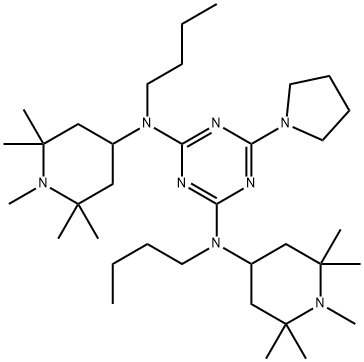 N,N'-dibutyl-N,N'-bis(1,2,2,6,6-pentamethylpiperidin-4-yl)-6-(pyrrolidin-1-yl)-1,3,5-triazine-2,4-diamine Struktur