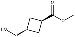 trans-methyl-3-(hydroxymethyl)cyclobutane-1-carboxylate Struktur