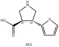 3-Pyrrolidinecarboxylic acid, 4-(2-thienyl)-, hydrochloride (1:1), (3R,4R)- Struktur