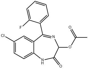 7-chloro-5-(2-fluorophenyl)-2-oxo-2,3-dihydro-1H-1,4-benzodiazepin-3-yl acetate Struktur