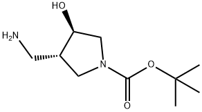 tert-butyl (3S,4R)-3-(aminomethyl)-4-hydroxypyrrolidine-1-carboxylate Struktur