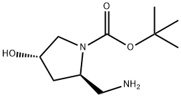 tert-butyl (2R,4S)-2-(aminomethyl)-4-hydroxypyrrolidine-1-carboxylate Struktur