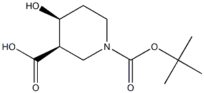 (3R,4S)-1-(tert-butoxycarbonyl)-4-hydroxypiperidine-3-carboxylic acid Struktur