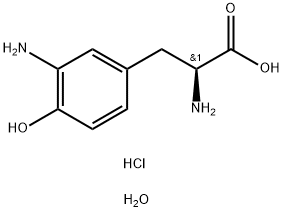 (2S)-2-amino-3-(3-amino-4-hydroxyphenyl)propanoic acid hydrate dihydrochloride Struktur