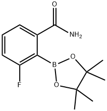 2-Carbamoyl-6-fluorophenylboronic acid pinacol ester Struktur