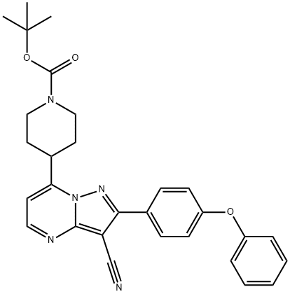 tert-butyl 4-(3-cyano-2-(4-phenoxyphenyl)pyrazolo[1,5-a]pyrimidin-7-yl)piperidine-1-carboxylate Struktur