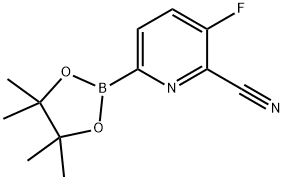 3-fluoro-6-(tetramethyl-1,3,2-dioxaborolan-2-yl)pyridine-2-carbonitrile Struktur