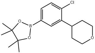 2-(4-chloro-3-(tetrahydro-2H-pyran-4-yl)phenyl)-4,4,5,5-tetramethyl-1,3,2-dioxaborolane Struktur