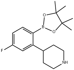 4-(5-fluoro-2-(4,4,5,5-tetramethyl-1,3,2-dioxaborolan-2-yl)phenyl)piperidine Struktur