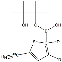 5-(Cyano-13C,15N)(thiophene-d2)-2-boronic acid pinacol ester Struktur