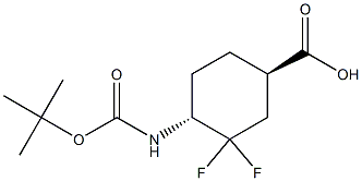 trans-4-{[(tert-butoxy)carbonyl]amino}-3,3-difluorocyclohexane-1-carboxylic acid Struktur