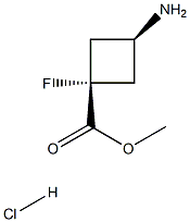 methyl cis-3-amino-1-fluorocyclobutane-1-carboxylate hydrochloride Struktur