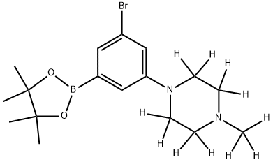 1-(3-bromo-5-(4,4,5,5-tetramethyl-1,3,2-dioxaborolan-2-yl)phenyl)-4-(methyl-d3)piperazine-2,2,3,3,5,5,6,6-d8 Struktur