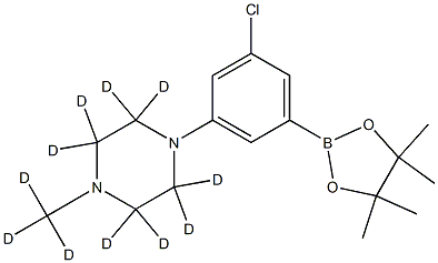 1-(3-chloro-5-(4,4,5,5-tetramethyl-1,3,2-dioxaborolan-2-yl)phenyl)-4-(methyl-d3)piperazine-2,2,3,3,5,5,6,6-d8 Struktur