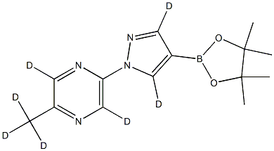 2-(methyl-d3)-5-(4-(4,4,5,5-tetramethyl-1,3,2-dioxaborolan-2-yl)-1H-pyrazol-1-yl-3,5-d2)pyrazine-3,6-d2 Struktur