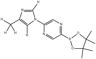 2-(4-(methyl-d3)-1H-imidazol-1-yl-2,5-d2)-5-(4,4,5,5-tetramethyl-1,3,2-dioxaborolan-2-yl)pyrazine Struktur