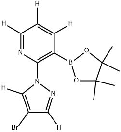 2-(4-bromo-1H-pyrazol-1-yl-3,5-d2)-3-(4,4,5,5-tetramethyl-1,3,2-dioxaborolan-2-yl)pyridine-4,5,6-d3 Struktur