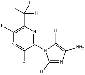 1-(6-(methyl-d3)pyrazin-2-yl-3,5-d2)-1H-imidazol-2,5-d2-4-amine Struktur