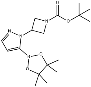 1-Azetidinecarboxylic acid, 3-[5-(4,4,5,5-tetramethyl-1,3,2-dioxaborolan-2-yl)-1H-pyrazol-1-yl]-, 1,1-dimethylethyl ester Struktur