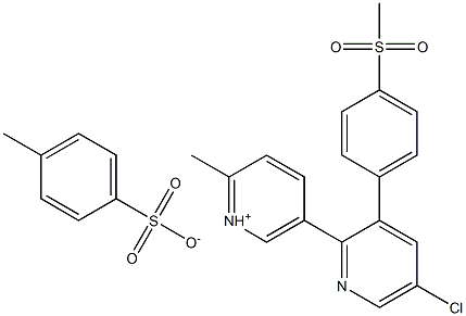 5-{5-chloro-3-[4-(methylsulfonyl)phenyl]pyridin-2-yl}-2-methylpyridinium 4-methylbenzenesulfonate Struktur