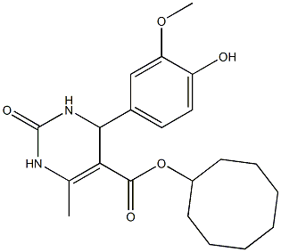 cyclooctyl 4-[4-hydroxy-3-(methyloxy)phenyl]-6-methyl-2-oxo-1,2,3,4-tetrahydropyrimidine-5-carboxylate Struktur