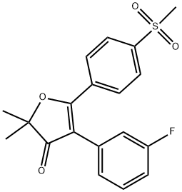 4-(3-Fluorophenyl)-2,2-dimethyl-5-[4-(methylsulfonyl)phenyl]-3(2H)-furanone Struktur