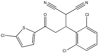 2-[3-(5-chlorothiophen-2-yl)-1-(2,6-dichlorophenyl)-3-oxopropyl]propanedinitrile Struktur