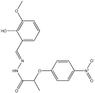 N'-[(1E)-(2-hydroxy-3-methoxyphenyl)methylidene]-2-(4-nitrophenoxy)propanehydrazide Struktur