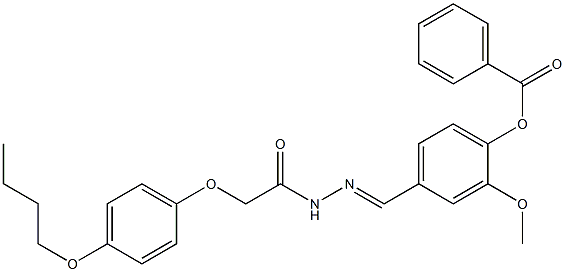 4-[(1E)-{[2-(4-butoxyphenoxy)acetamido]imino}methyl]-2-methoxyphenyl benzoate Struktur