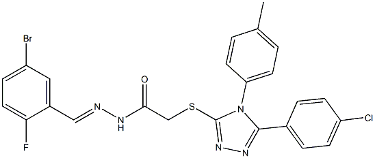 N'-[(1E)-(5-bromo-2-fluorophenyl)methylidene]-2-{[5-(4-chlorophenyl)-4-(4-methylphenyl)-4H-1,2,4-triazol-3-yl]sulfanyl}acetohydrazide Struktur