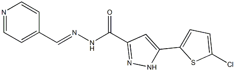 5-(5-chlorothiophen-2-yl)-N'-[(1E)-(pyridin-4-yl)methylidene]-1H-pyrazole-3-carbohydrazide Struktur